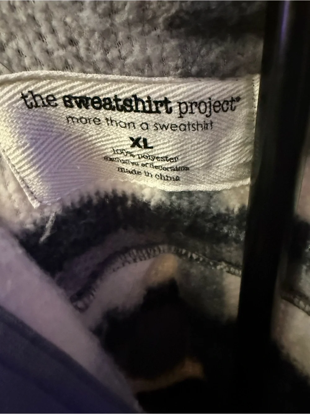 The Sweatshirt Project Plaid Sherpa Fleece Shacket Jacket XL Gray Contrast Trim